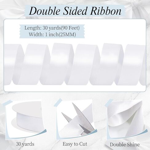 Double Faced Black Ribbon 1 Inch 30 Yards Satin Craft Ribbon for Gift Wrapping Flower Bouquet Bow Making Party Graduate Easter Mother's Day Decorations in Saudi Arabia