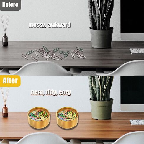 Paper Clip Holder & Organizer - 2-Pack Metal Desk Bowls for Office Accessories, Holds Binder Clips, Paper Clips & Small Parts | Space-Saving Desktop Organizer (Gold) in Saudi Arabia