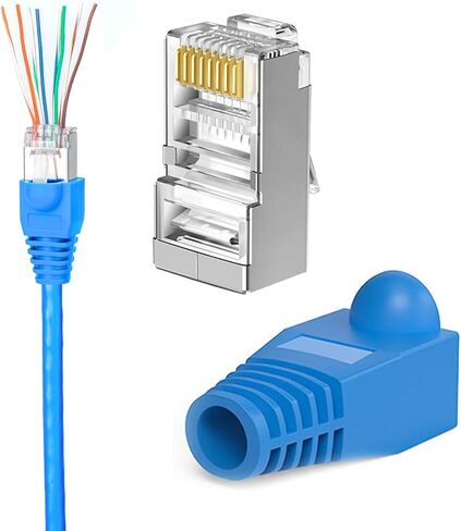 Solsop 100-PACK Cat 6 Pass Through RJ45 Connectors STP Shielded Cat6 Ethernet Connector Ends in Saudi Arabia