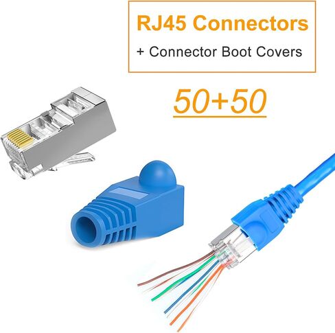 Solsop 100-PACK Cat 6 Pass Through RJ45 Connectors STP Shielded Cat6 Ethernet Connector Ends in Saudi Arabia
