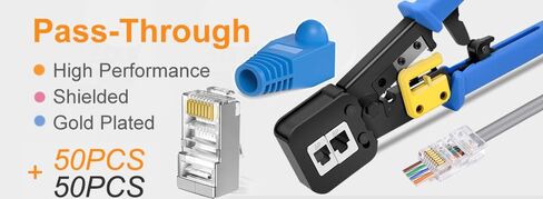 Solsop 100-PACK Cat 6 Pass Through RJ45 Connectors STP Shielded Cat6 Ethernet Connector Ends in Saudi Arabia