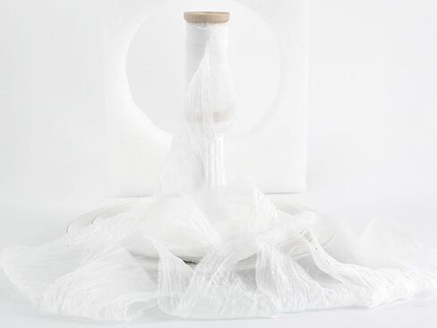 HUIHUANG White Chiffon Ribbon 3 inch x 12 Yards Handmade Fringe Chiffon Silk Ribbon for Gift Wrapping Flower Bouquet Wedding Bridal Invitations Home Decor Hairs DIY Crafts in Saudi Arabia