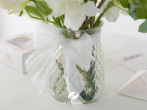 HUIHUANG White Chiffon Ribbon 3 inch x 12 Yards Handmade Fringe Chiffon Silk Ribbon for Gift Wrapping Flower Bouquet Wedding Bridal Invitations Home Decor Hairs DIY Crafts in Saudi Arabia