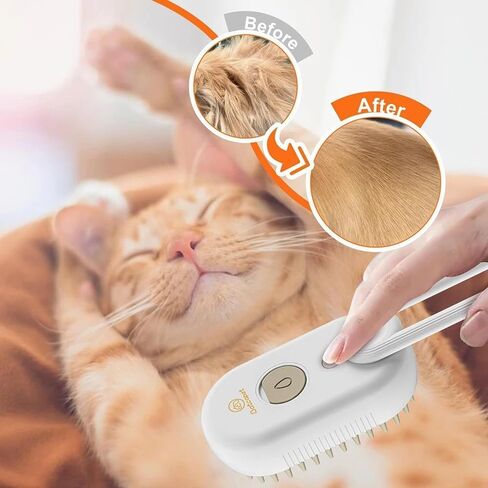 Cat Steam Brush for Shedding, Spritz Defur Comb, 3 in 1 Pet Spa Brush, Dogs & Cats, Spritz Defur Comb, Steamy Pet Brushes, Hair Removal, Grooming Supplies, Long & Short Hair (White) in Saudi Arabia