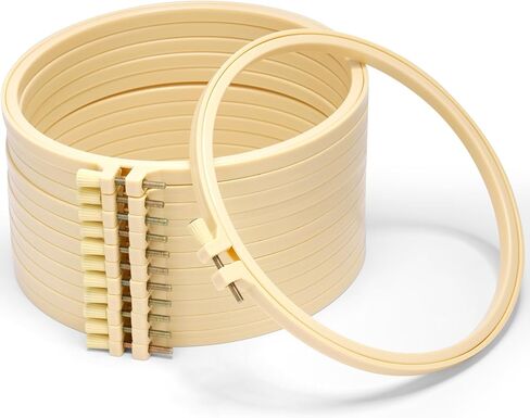 Caydo 12 Pieces 8 Inch Plastic Round Embroidery Hoops, Circle Cross Stitch Hoop Ring for Punch Needle and Art Craft Handy Sewing in Saudi Arabia