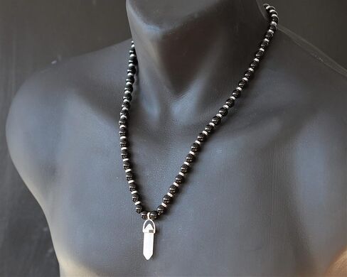 Elisajewelryart - قلادة الكوارتز المطبوعة قلادة أسود أسود أونيكس الملبس بالخرز القلادة الحجرية الحجرية الأصلية قلادة الإغلاق القلادة للجنسين (22.00 ، الكوارتز) in Kuwait