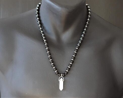 Elisajewelryart - قلادة الكوارتز المطبوعة قلادة أسود أسود أونيكس الملبس بالخرز القلادة الحجرية الحجرية الأصلية قلادة الإغلاق القلادة للجنسين (22.00 ، الكوارتز) in Kuwait