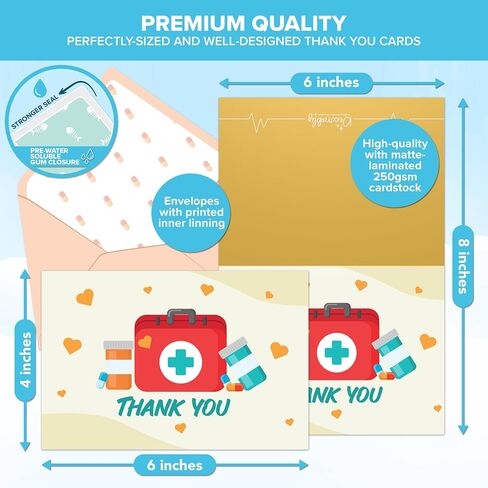Decorably 24 Pack 6x4in Nurse Thank You Card with Envelopes and Stickers, 12 Charming Designs Nurse Card, Blank Inside in Kuwait