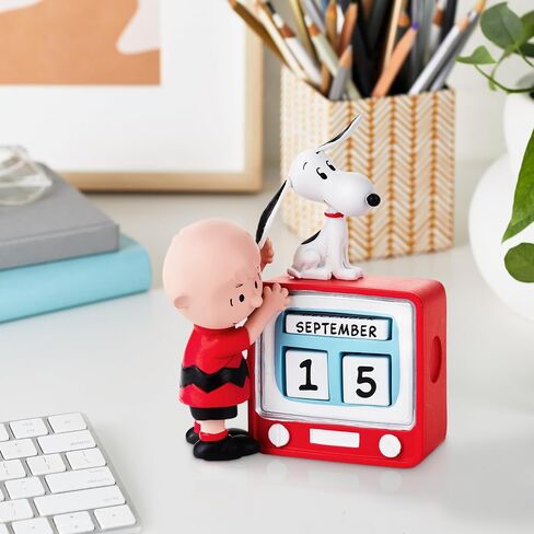 Hallmark Peanuts Charlie Brown and Snoopy Perpetual Calendar (Retro TV Set Antenna) Gift for Grads, Coworker, Fans in Saudi Arabia