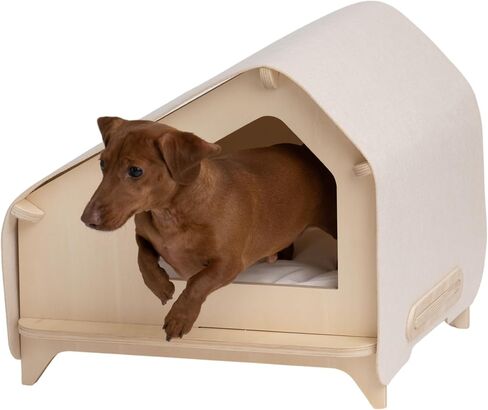 RAWRY Luxe Cabin Calming Pet Bed for Cats & Small Dogs | Durable Plywood | Cushion Included | Tool-Free Assembly | Multiple Colors & Sizes (Cream, Medium) in Kuwait