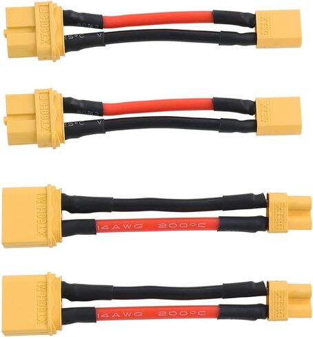4Pcs XT60 to XT30 Extension Wire XT60 Male to XT30 Female/ XT60 Female to XT30 Male RC Connector Adapter for Lithium Battery Micro FPV Drone (14AWG, 50mm Length) in Saudi Arabia