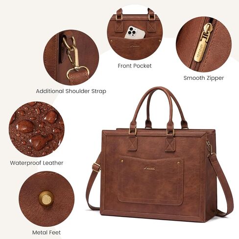 LoveVook Laptop Bag Bag للنساء ، وأكياس العمل 15.6 بوصة ، وحقيبة حمل جلدية عتيقة ، وأكياس كمبيوتر مقاومة للماء مع محفظة القابض ، وحقيبة رسول كبيرة في كلية المعلم كلية الأعمال in Kuwait