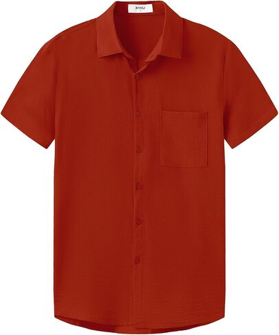 KYKU Cotton Shirt for Men: Casual Beach Summer Button Down Short Sleeve Clothes in Saudi Arabia
