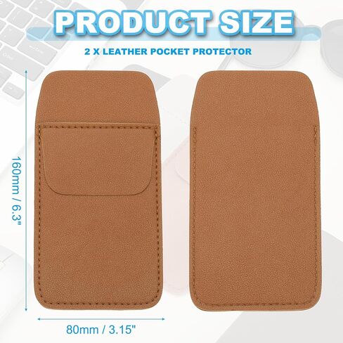 PATIKIL 2 Pack Leather Pocket Protector, MultiPurpose Pen Pocket Protector Pen Holder Organizer Pouch Pencil Sleeve for Heavy Duty Shirts Lab Coats Pointers Notes Card Office, Brown in Saudi Arabia
