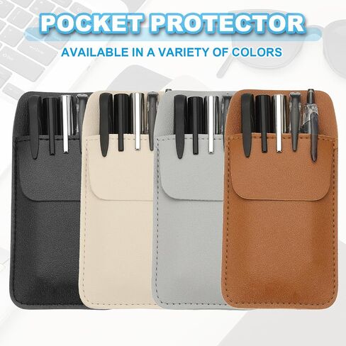 PATIKIL 2 Pack Leather Pocket Protector, MultiPurpose Pen Pocket Protector Pen Holder Organizer Pouch Pencil Sleeve for Heavy Duty Shirts Lab Coats Pointers Notes Card Office, Brown in Saudi Arabia
