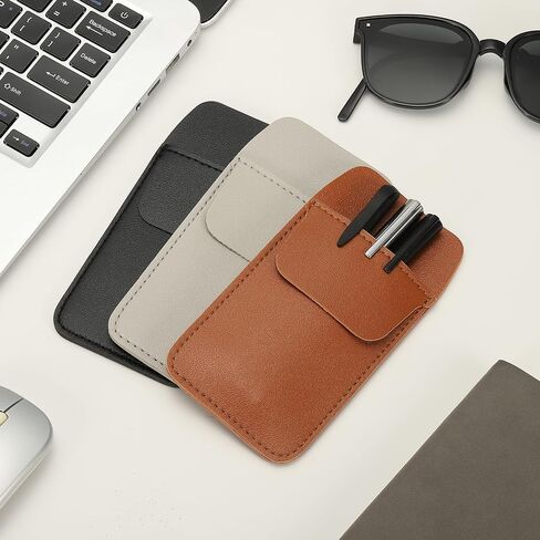 PATIKIL 2 Pack Leather Pocket Protector, MultiPurpose Pen Pocket Protector Pen Holder Organizer Pouch Pencil Sleeve for Heavy Duty Shirts Lab Coats Pointers Notes Card Office, Brown in Saudi Arabia
