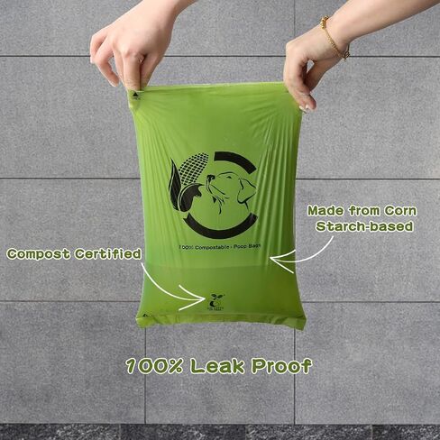 Certified Compostable Dog Poop Bags, 270 Count Landfill Friendly and Leakproof Waste Bags, Easy Open Unscented Forest Green Poop Bag for Dog, 15 Doggy Bags Per Roll (18 rolls) in Kuwait