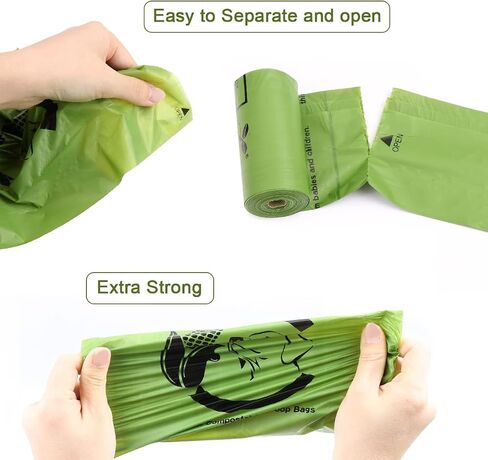 Certified Compostable Dog Poop Bags, 270 Count Landfill Friendly and Leakproof Waste Bags, Easy Open Unscented Forest Green Poop Bag for Dog, 15 Doggy Bags Per Roll (18 rolls) in Kuwait