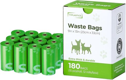 Typlastics Poop Bags for Dog Waste, 270 Count, with Dispenser, Unscented, 18 Pack of 15, Lime Green, 13 Inch x 9 Inch in Kuwait