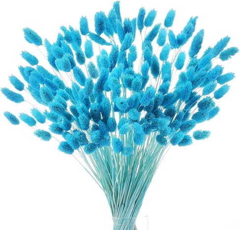 120 PCS Blue Dried Pampas Grass Decor, 17 inch Natural Bunny Tails Dried Flowers Bulk for Crafts, Artificial Gem Grass Bundles for Wedding, Party, Farmhouse, Boho Home, DIY Floral Arrangements in Kuwait