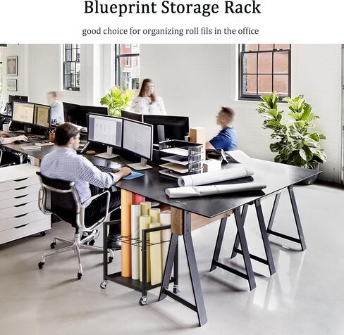 Blueprint Storage Rack Blueprint Holder Metal Blueprint Storage Cart with Wheels 12 Slots Roll File Holder for Home Office School to Storage Blueprint Poster Architectural (Black 12 Slots) in Kuwait