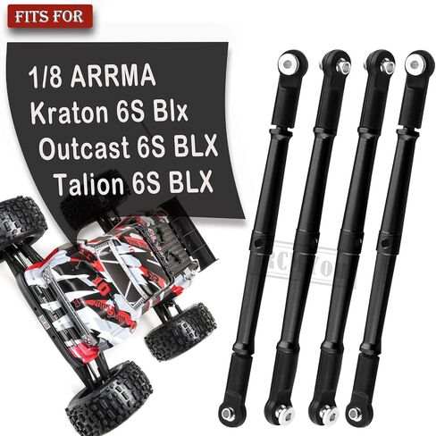 Aluminum Turnbuckles Upgrades Part for ARRMA 1/8 Kraton 6S BLX/Outcast/Talion, Alloy Hops Up Upgrades, Red in Kuwait