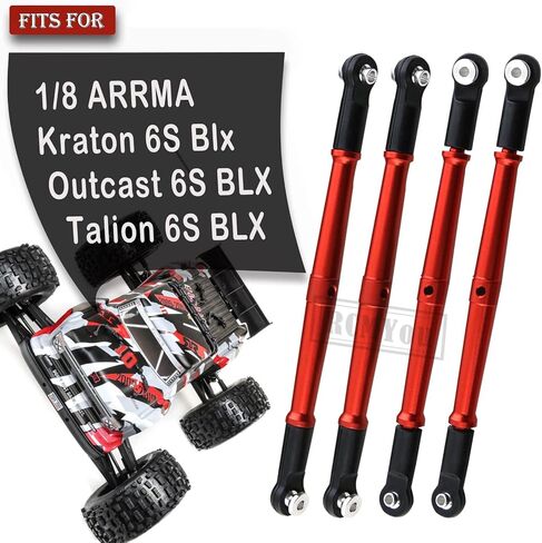 Aluminum Turnbuckles Upgrades Part for ARRMA 1/8 Kraton 6S BLX/Outcast/Talion, Alloy Hops Up Upgrades, Red in Kuwait