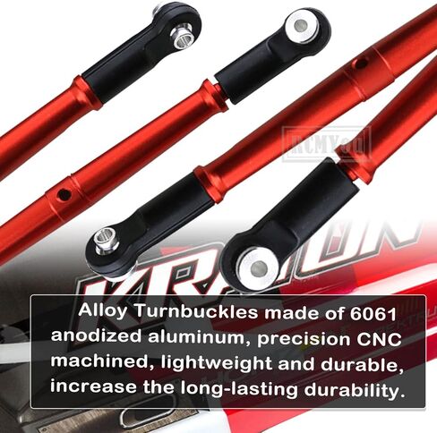 Aluminum Turnbuckles Upgrades Part for ARRMA 1/8 Kraton 6S BLX/Outcast/Talion, Alloy Hops Up Upgrades, Red in Kuwait
