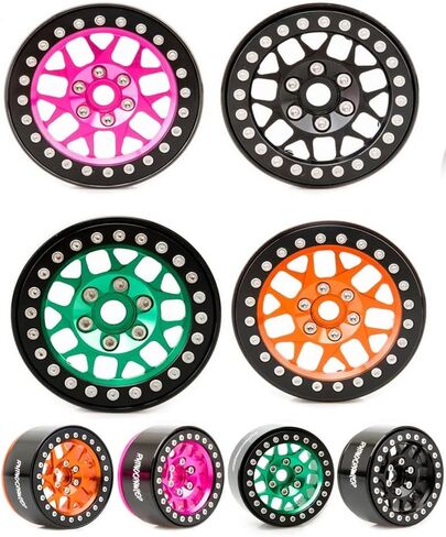 RhinoRC Beadlock Rims 1.9 Inch Wheels RC Rim Hub Aluminum Alloy Beadlock for Traxxas TRX4 TRX6 Redcat GEN7 GEN8 Rc4wd D90 Axial SCX10 II 90046 SCX10 III AXI03007 1/10 Crawler(Green 4PCS) in Kuwait