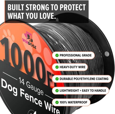 Dog Fence Wire for Electric Dog Fence System, 1000 ft, 14 Gauge Pro Grade Wire, Covers 1 Acre,Easy to Install, Compatible with reputable Underground Fence Brands, Thick and Durable in Kuwait