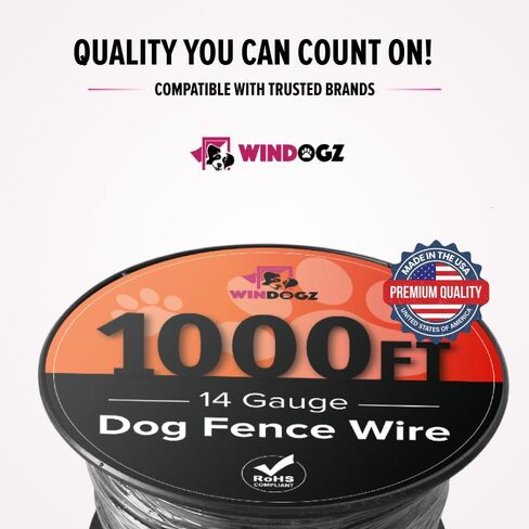 Dog Fence Wire for Electric Dog Fence System, 1000 ft, 14 Gauge Pro Grade Wire, Covers 1 Acre,Easy to Install, Compatible with reputable Underground Fence Brands, Thick and Durable in Kuwait