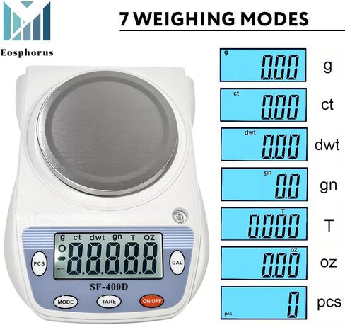 Eosphorus Science Digital Scale Lab Balance Gram Scale 0.01g Accuracy Electronic Scale Laboratory Digital Scale Chemistry Jewelry – Carats, Ounces and Grams Scale (SF-400D-S-B) in Saudi Arabia