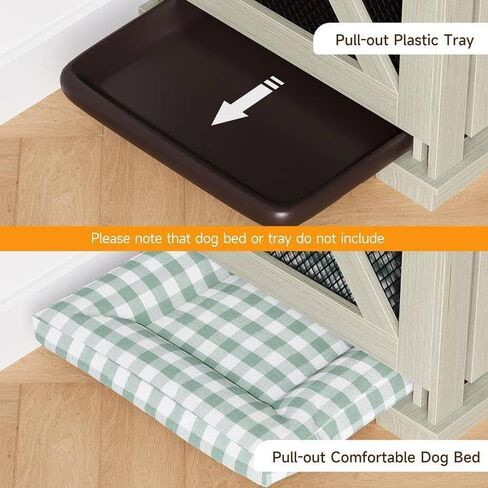 Dog Crate Furniture for 2 Dogs, 71" Dog Kennel Furniture with 3 Storage Compartments & Removable Divider, Indoor Dog Cage Tv Stand,Furniture Style Double Dog Crates with Sliding Barn Door in Saudi Arabia