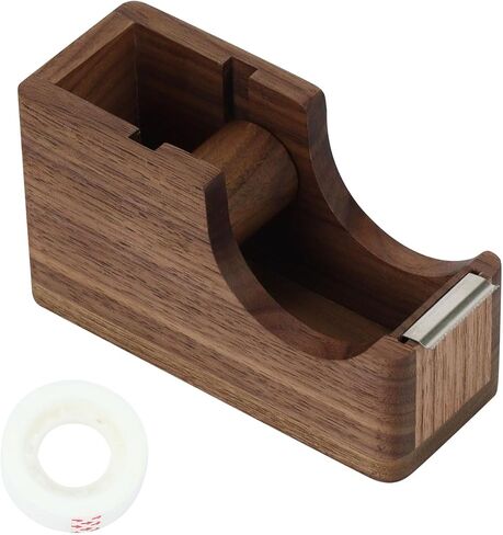 Buqoo Wood Tape Dispenser, North American Black Walnut Desktop Tape Cutter Dispenser | FSC-Certified Desk Organizer | Office Tape Dispenser Desk in Kuwait