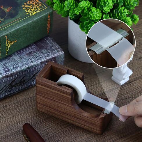 Buqoo Wood Tape Dispenser, North American Black Walnut Desktop Tape Cutter Dispenser | FSC-Certified Desk Organizer | Office Tape Dispenser Desk in Kuwait