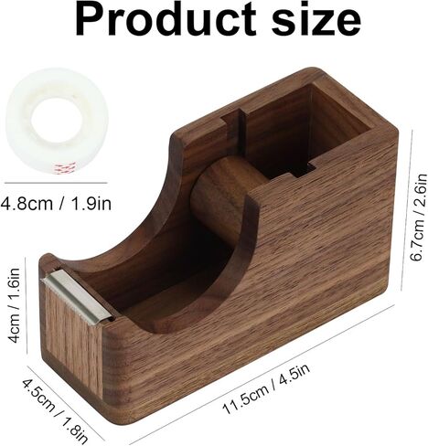 Buqoo Wood Tape Dispenser, North American Black Walnut Desktop Tape Cutter Dispenser | FSC-Certified Desk Organizer | Office Tape Dispenser Desk in Kuwait