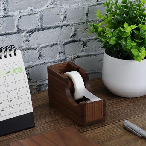 Buqoo Wood Tape Dispenser, North American Black Walnut Desktop Tape Cutter Dispenser | FSC-Certified Desk Organizer | Office Tape Dispenser Desk in Kuwait