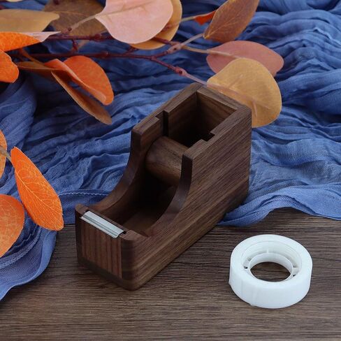 Buqoo Wood Tape Dispenser, North American Black Walnut Desktop Tape Cutter Dispenser | FSC-Certified Desk Organizer | Office Tape Dispenser Desk in Kuwait