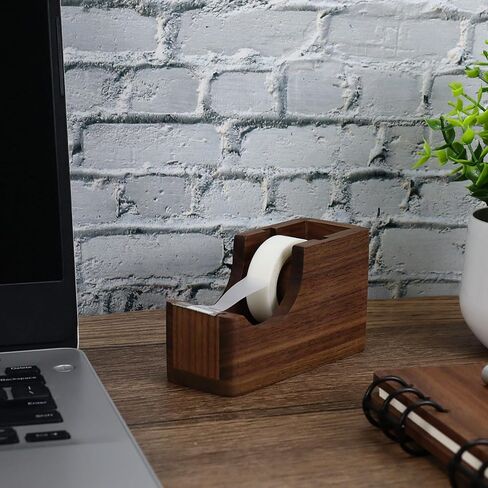 Buqoo Wood Tape Dispenser, North American Black Walnut Desktop Tape Cutter Dispenser | FSC-Certified Desk Organizer | Office Tape Dispenser Desk in Kuwait