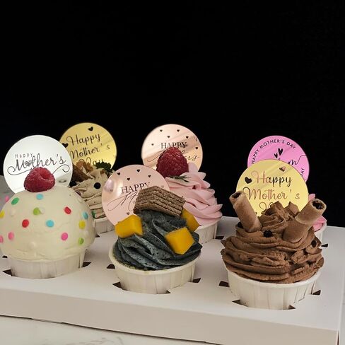 قبعات كب كيك في اليوم السعيد 40pcs أكريليك أمهات يوم كعكة أعلى من أكريليك كعكة القرم in Kuwait