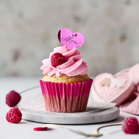 Happy Mother‘s Day Cupcake Toppers 40Pcs Acrylic Mothers Day Cake Topper Acrylic Cake Disc Heart Shape Mirror Mother‘s Day Cake Picks For Mothers Day Decorations in Kuwait