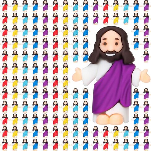 Barydat 25 Pcs Little Jesus Figures Baby Mini Jesus Figurines Bulk to Hide and Seek Tiny Miniature Christ Savior Figurine Toy Religious Gift for Easter Egg Stuffer Sunday School Baptism, Multicolor in Kuwait