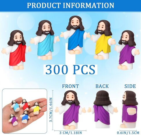 Barydat 25 Pcs Little Jesus Figures Baby Mini Jesus Figurines Bulk to Hide and Seek Tiny Miniature Christ Savior Figurine Toy Religious Gift for Easter Egg Stuffer Sunday School Baptism, Multicolor in Kuwait