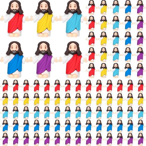 Barydat 25 Pcs Little Jesus Figures Baby Mini Jesus Figurines Bulk to Hide and Seek Tiny Miniature Christ Savior Figurine Toy Religious Gift for Easter Egg Stuffer Sunday School Baptism, Multicolor in Kuwait