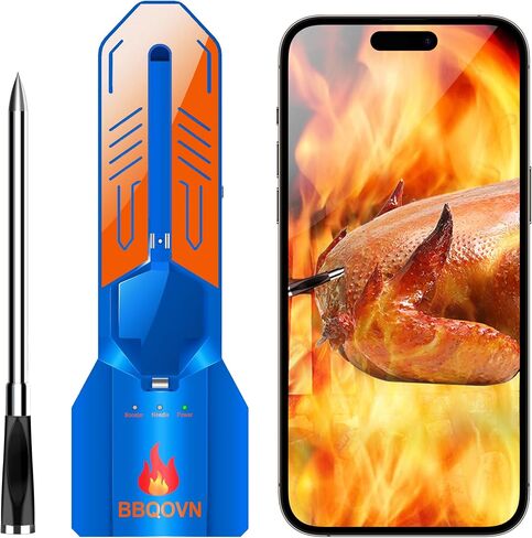 WiFi & Bluetooth Wireless Meat Thermometer, Unlimited Range, 7 NIST Certified Accuracy Sensors with Ambient Temp Remote Monitoring for BBQ Grill, Oven, Smoker, Air Fryer (1, Black, Medium) in Saudi Arabia