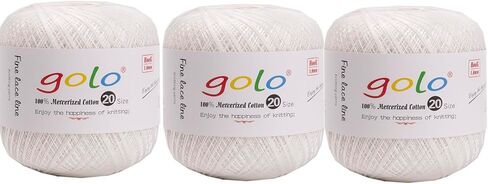 golo 3 Balls Crochet Thread Size 20 Embroidery Thread Crochet Yarn for Hand in Kuwait