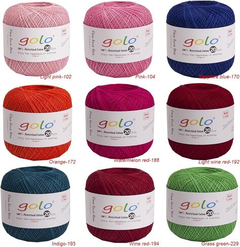golo 3 Balls Crochet Thread Size 20 Embroidery Thread Crochet Yarn for Hand in Kuwait