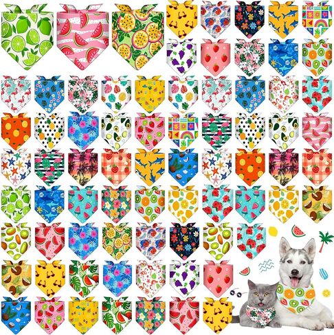 Sanwuta 72 PCS Dog Bandana Bulk Bulk Puppy Triangle Divings Cat Bandanas قابلة للتعديل لينة لطيفة المثلثات المثلثات المثلثات المثلثات للكلاب الصغيرة المتوسطة للحيوانات الأليفة (نمط الشريط) in Kuwait