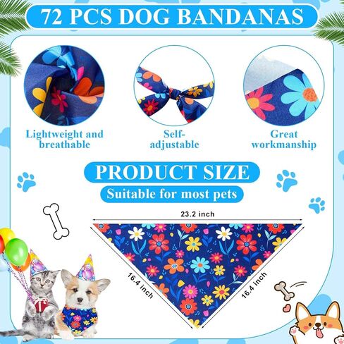 Sanwuta 72 PCS Dog Bandana Bulk Bulk Puppy Triangle Divings Cat Bandanas قابلة للتعديل لينة لطيفة المثلثات المثلثات المثلثات المثلثات للكلاب الصغيرة المتوسطة للحيوانات الأليفة (نمط الشريط) in Kuwait