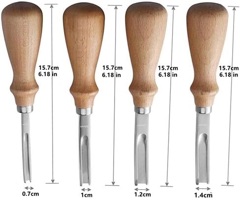 Leather Edge Skiving Beveler Tool Set,French Beveler,Wide Mouth Leathercraft Edge Skiving Beveler Leather Edge Trimmer with Wooden Handle Four Sizes(4mm,6mm,8mm and 10mm) in Saudi Arabia